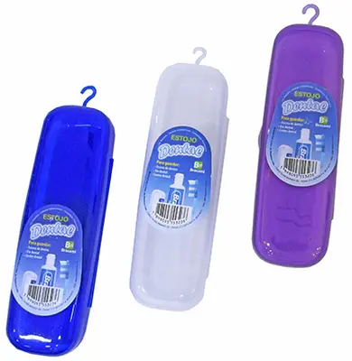 PORTA ESCOVA / ESTOJO DENTAL DE PLASTICO OVAL FLIP COM TRAVA 20CM