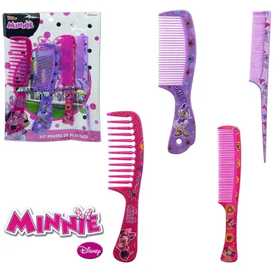 PENTE DE PLASTICO MINNIE COM 4 PECAS NA SOLAPA