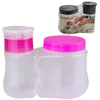 KIT MANICURE COM PORTA ACETONA + ALGODAO DE PLASTICO COM ENCAIXE