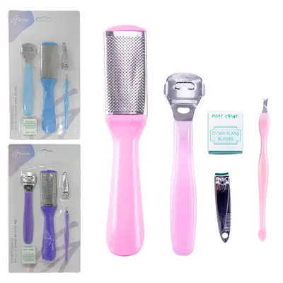 KIT MANICURE / PEDICURE COM CORTADOR DE UNHA + LIXA E ACESSORIOS GWEN 5 PECAS