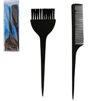 KIT TINTURA PARA CABELO COM PINCEL + PENTE PRETO NA SOLAPA
