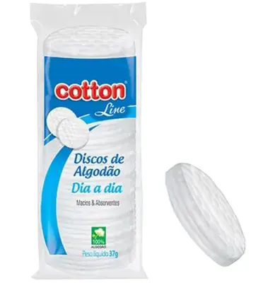 DISCOS DE ALGODAO PARA LIMPEZA DE MAQUIAGEM DIA A DIA COTTON LINE 37G