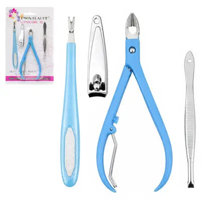 KIT MANICURE COM CORTADOR DE UNHA + TESOURA E ACESSORIOS 5 PECAS COLORS