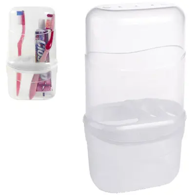 PORTA ESCOVA DENTAL DE PIA DE PLASTICO COM TAMPA BRANCO 19X11,5CM