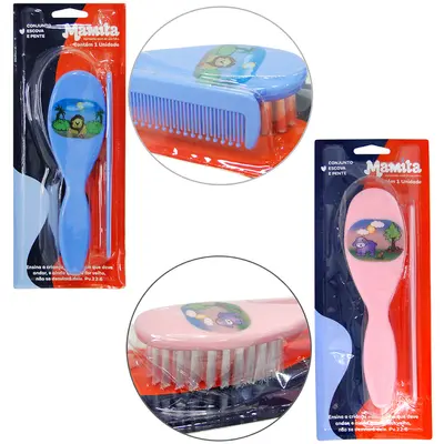 PENTE + ESCOVA DE CABELO ESTAMPAS SORTIDAS NA CARTELA