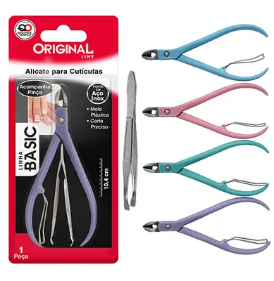 KIT MANICURE COM ALICATE DE CUTICULA DE INOX 4'' 10CM + PINCA DE SOBRANCELHA BASIC