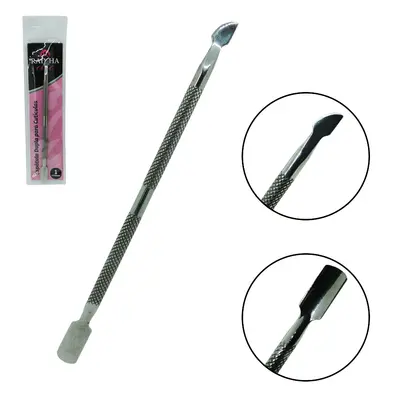 ESPATULA DE CUTICULA DUPLA DE INOX RAINHA CHIC 13CM NA CARTELA