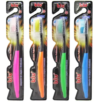 ESCOVA DENTAL MACIA COM PROTETOR DE CERDA COLORS BLU