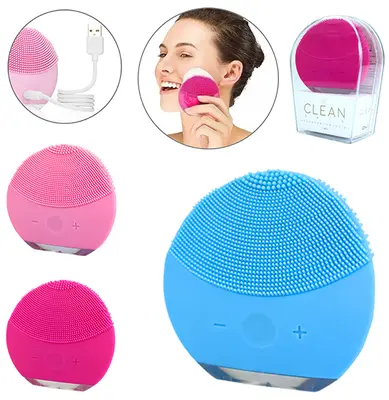 ESPONJA MASSAGEADOR FACIAL A PROVA D`AGUA RECARREGAVEL CABO USB + LUZ