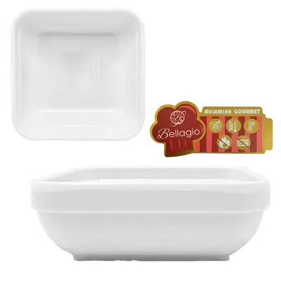 TIGELA DE MELAMINA QUADRADA P GOURMET BRANCA 210ML 10,5X3,5CM