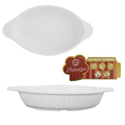 TIGELA DE MELAMINA OVAL P GOURMET BRANCA 550ML 25X15X4,3CM