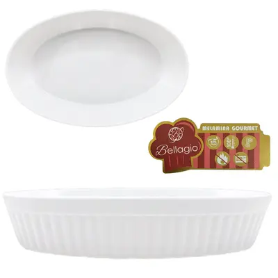 TIGELA DE MELAMINA OVAL P GOURMET BRANCA 1100ML 25X16,2X5,5CM