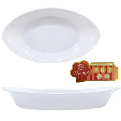 TIGELA DE MELAMINA OVAL P GOURMET BRANCA 1000ML 29X18X5,5CM