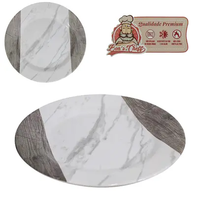 PRATO DE MELAMINA FUNDO GOURMET MARMORIZADA 22,2CM DE Ø BONS CHEFF
