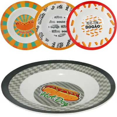 PRATO DE MELAMINA FUNDO HOT DOG 16,5CM DE Ø