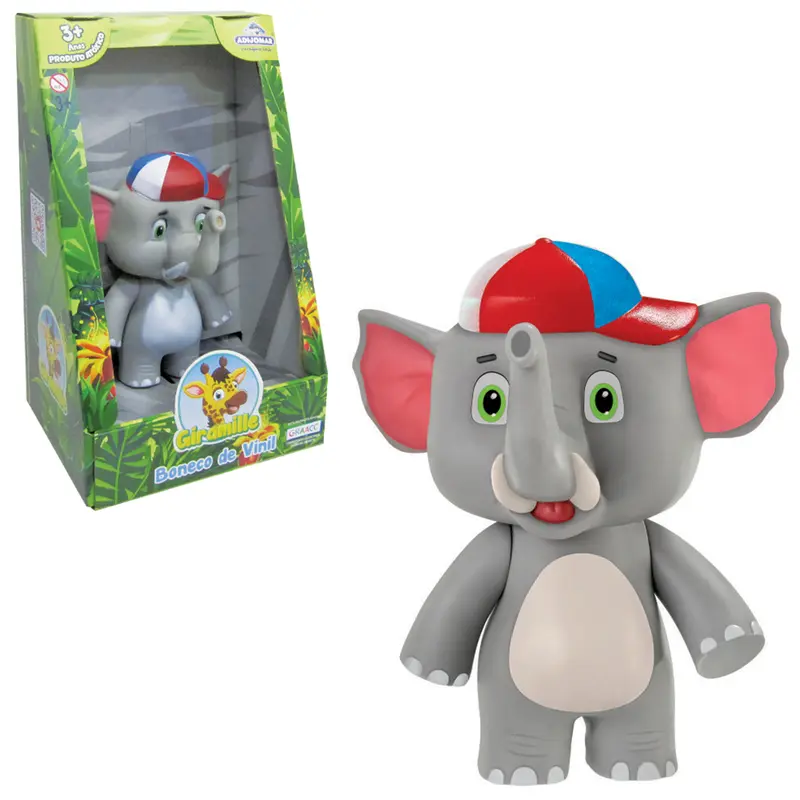 ANIMAL ELEFANTE TROMBA DE VINIL GIRAMILLE NA CAIXA