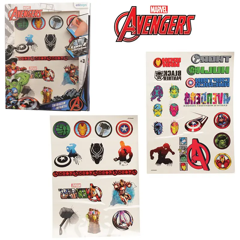 TATUAGEM INFANTIL COM 31 PECAS VINGADORES/AVENGERS
