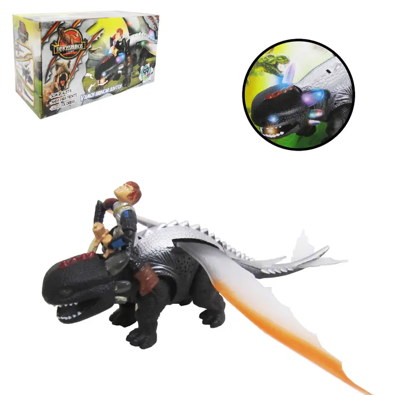 DRAGAO PREHISTORIC BANGUELA COM BONECO + SOM E LUZ A PILHA 45X42X22CM NA CAIXA