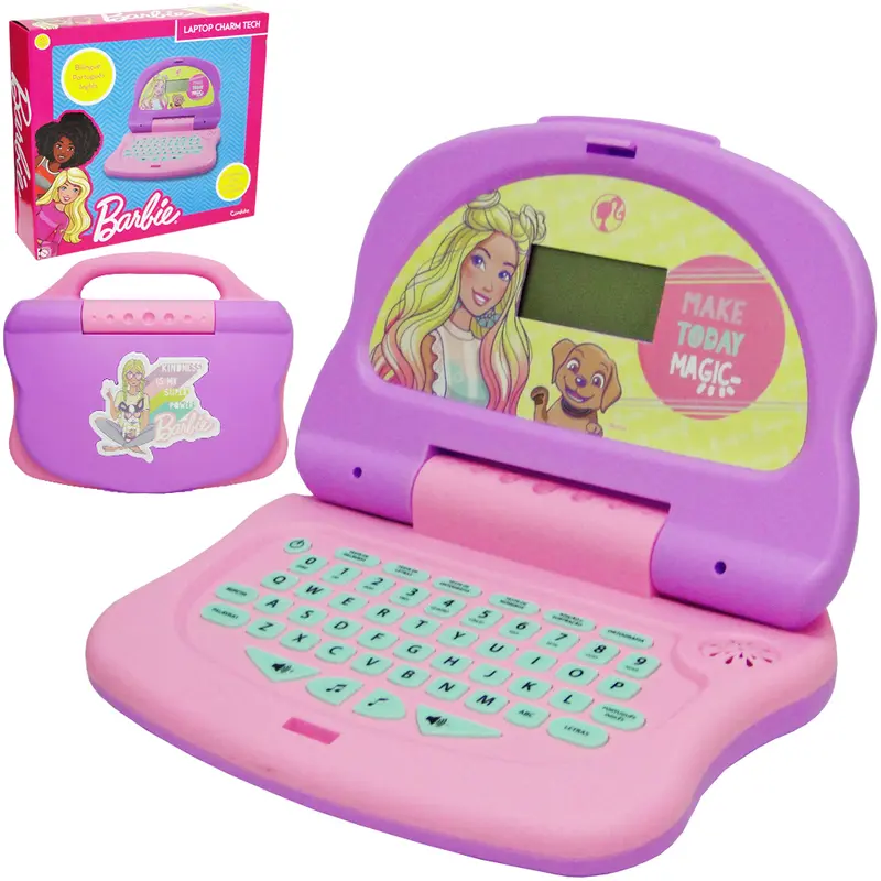 LAPTOP BARBIE CHARM TECK ATIVIDADES BILINGUE PORTUGUES E INGLES A PILHA
