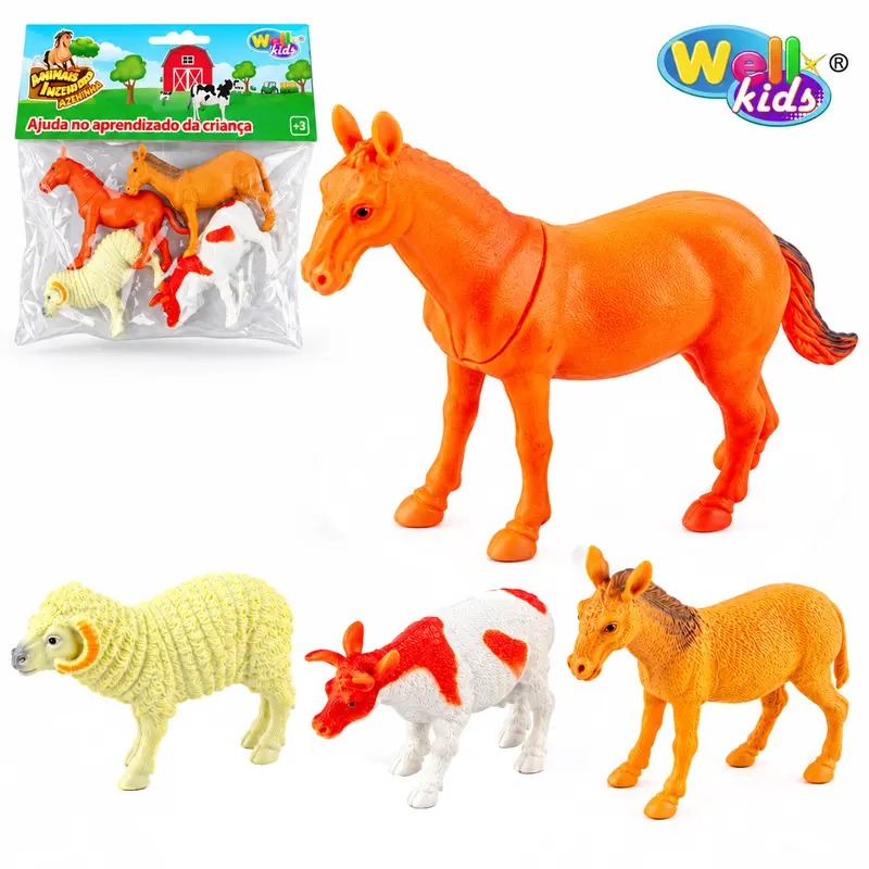 KIT ANIMAL FAZENDA DE PLASTICO ANIMAIS INCRIVEIS 4 PECAS WELLKIDS