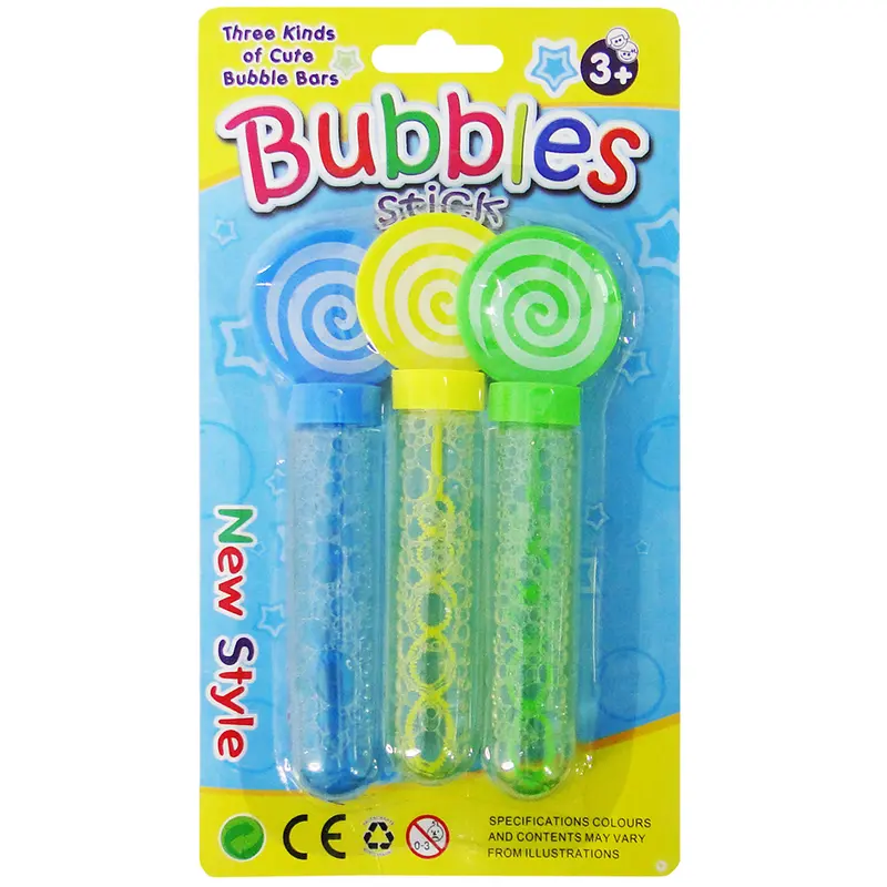 LANCA BOLHA DE SABAO NO TUBO BUBBLES COM 3 PECAS 14,5CM