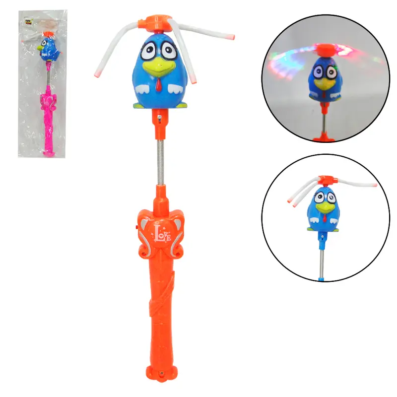 BASTAO GIRATORIO COM MOLA + SOM E LUZ BICHINHOS COLORS A PILHA 36CM NA SOLAPA