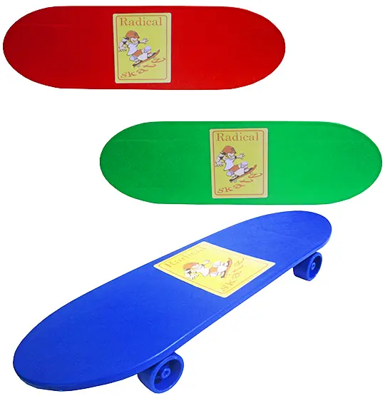 SKATE COM SHAPE DE PLASTICO RADICAL 50,5X15CM
