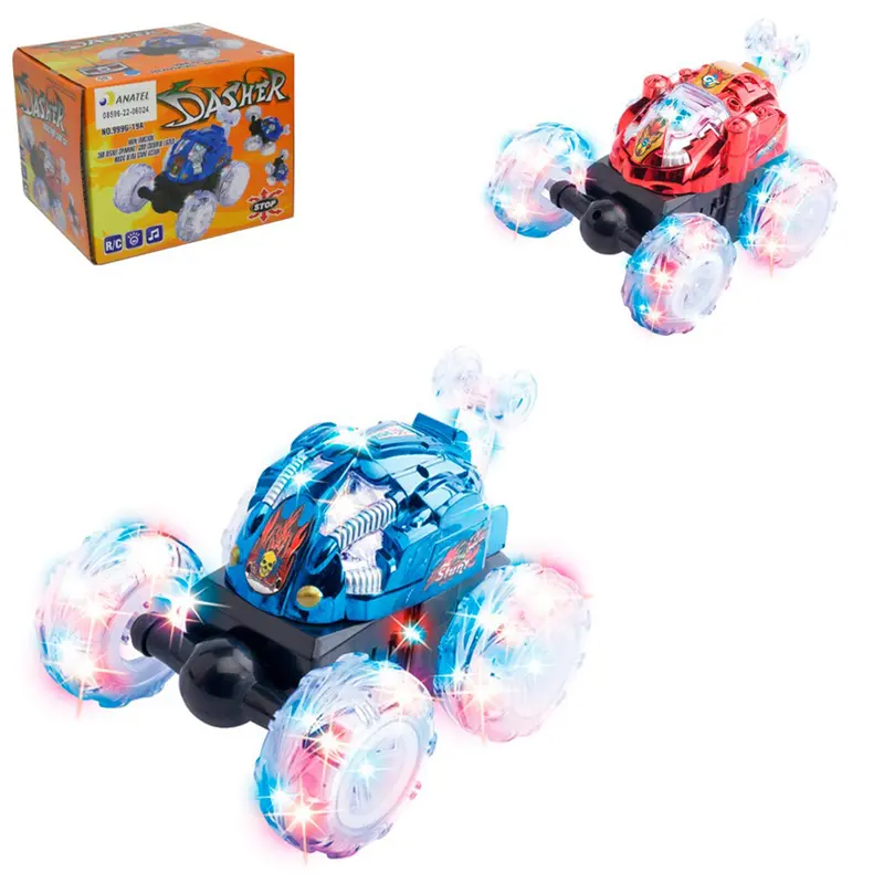 CARRO MALUCO CAMBALHOTA COM CONTROLE REMOTO SEM FIO COM LUZ COLORS A PILHA