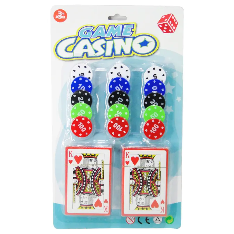 FICHA DE POKER COM 15 FICHAS + 2 BARALHOS 108 CARTAS DE PLASTICO GAME CASINO NA CARTELA