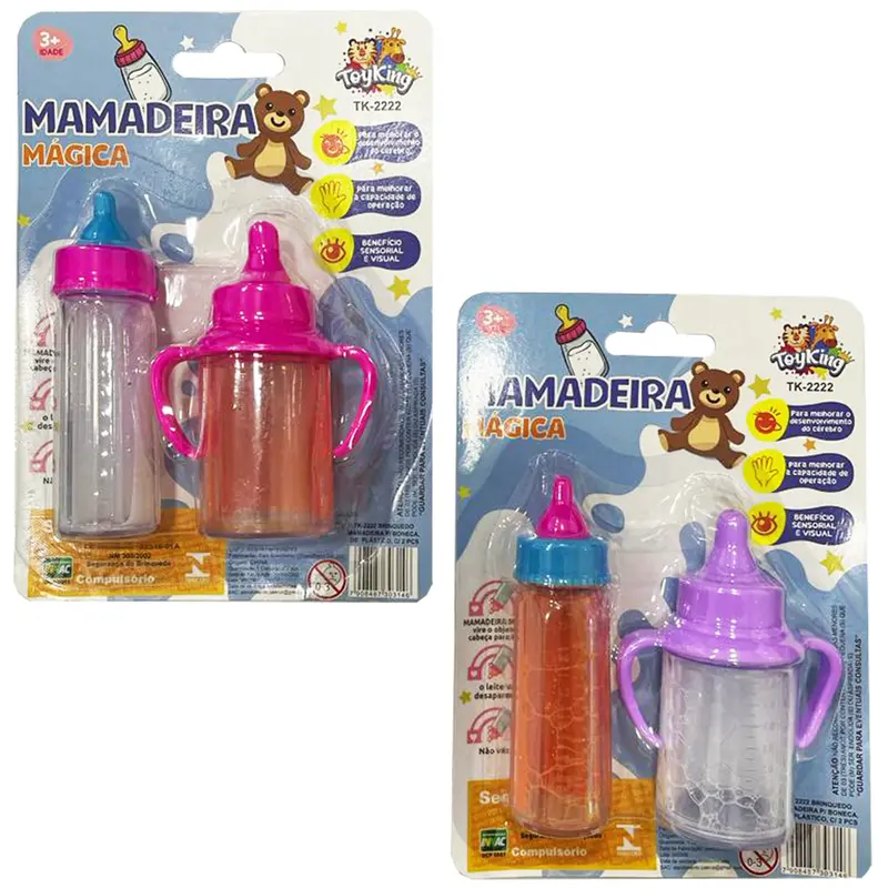 MAMADEIRA MAGICA PARA BONECA COM SUQUINHO DE LARANJA E LEITINHO COM 2 PECAS NA CARTELA