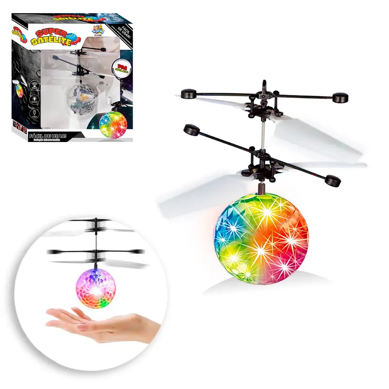 BOLA DRONE COM SENSOR DE APROXIMACAO RECARREGAVEL USB + LUZ COLORS NA CAIXA