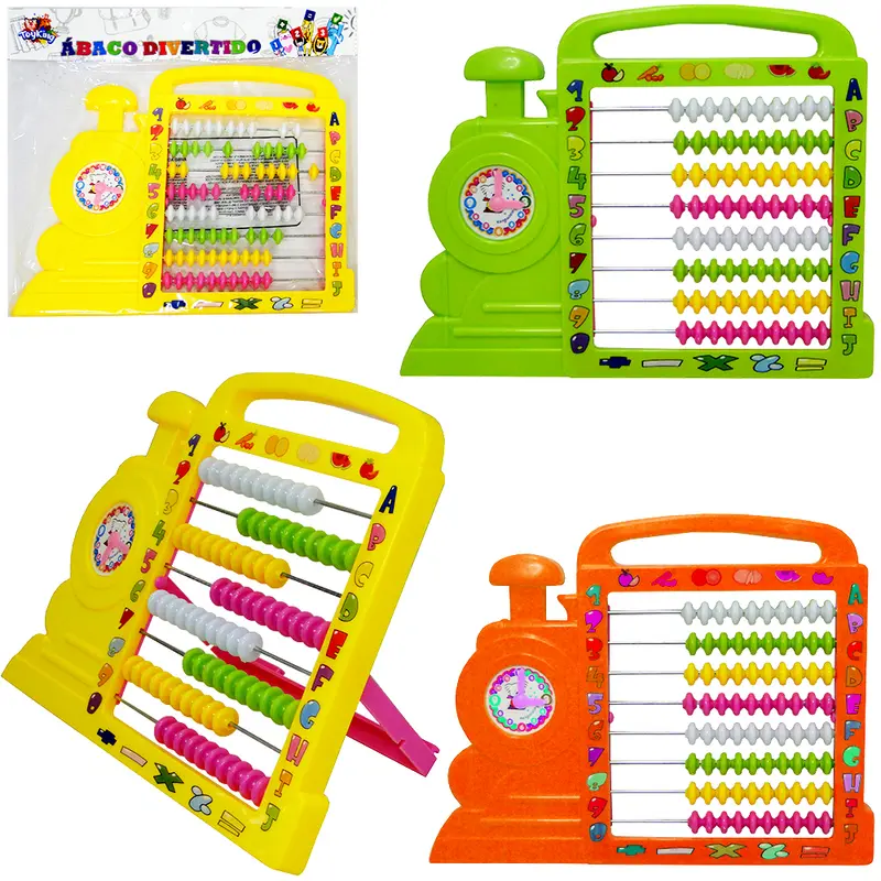ABACO DIDATICO DE MESA PLASTICO TRENZINHO / MARIA FUMACA COM RELOGIO 29X22CM