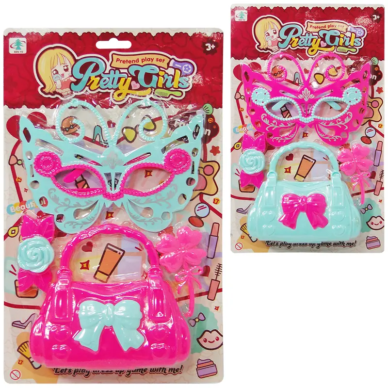 KIT BELEZA INFANTIL COM BOLSA + MASCARA E ACESSORIOS PRETTY GIRLS 4 PECAS