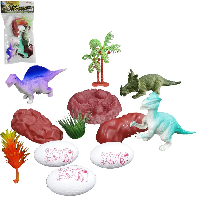 KIT ANIMAL DINOSSAURO DE PLASTICO DINOSAUR JURASSIC WORLD COM ACESSORIOS 12 PECAS
