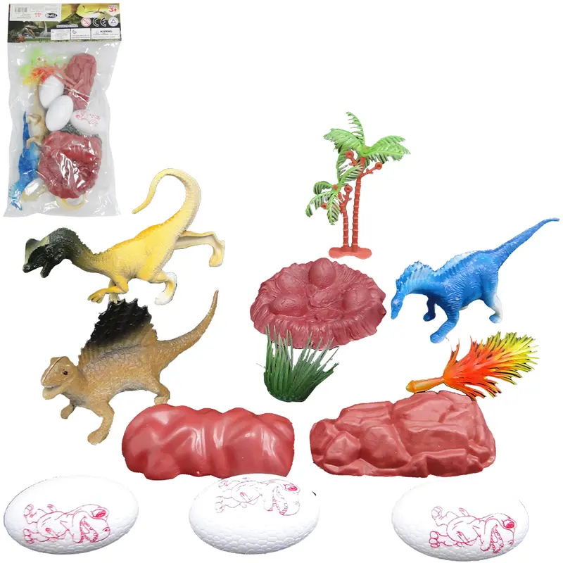 KIT ANIMAL DINOSSAURO DE PLASTICO DINOSAUR JURASSIC WORLD COM ACESSORIOS 12 PECAS