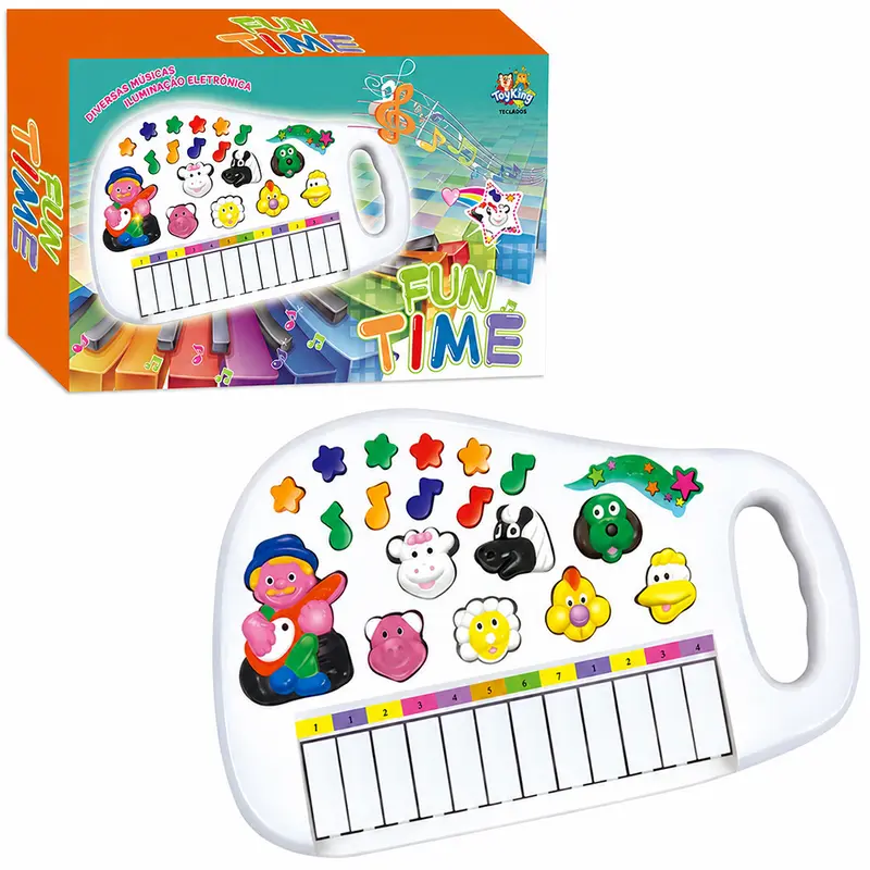 TECLADO / PIANO MUSICAL INFANTIL FUN TIME COM LUZ A PILHA