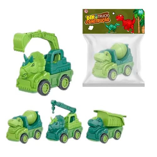CAMINHAO DINOSSAURO BETONEIRA / CACAMBA BASCULANTE / GUINCHO A FRICCAO DINO TRUCK