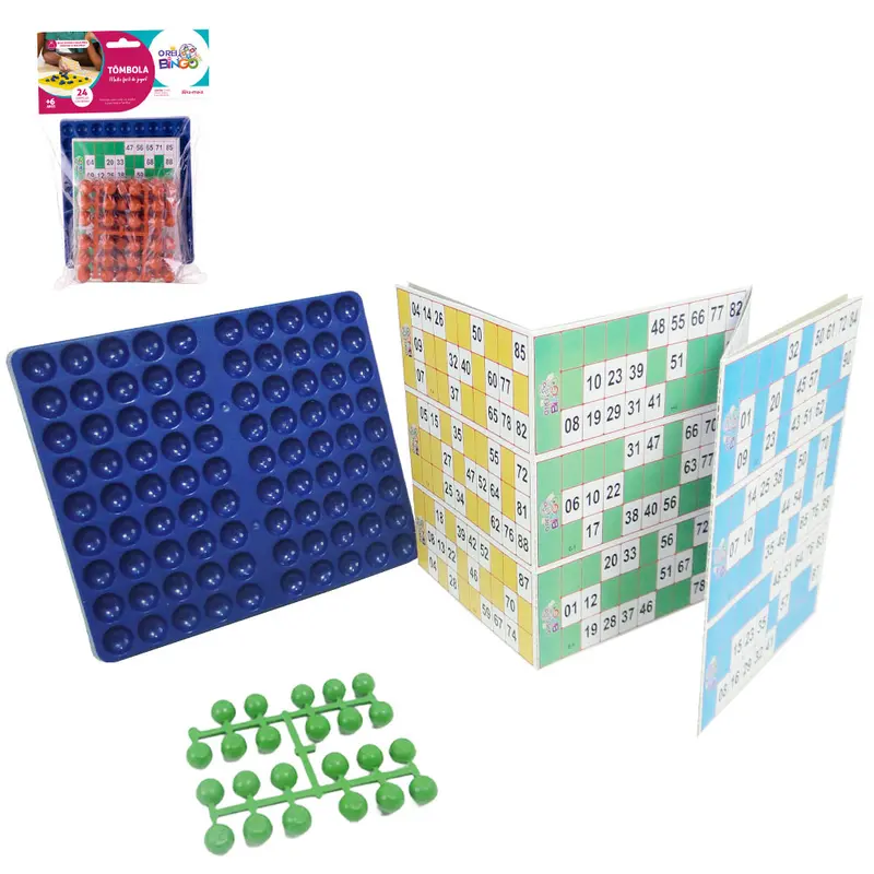 BINGO DE PLASTICO TOMBOLA COM 24 CARTELAS + 90 NUMEROS DIKAMAIS
