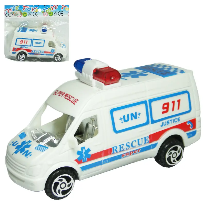 CARRO VAN A FRICCAO PULL BACK AMBULANCIA 12X6,5X5,5CM