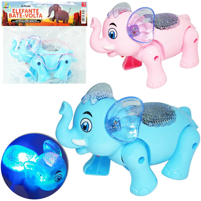ELEFANTE BATE E VOLTA COM SOM E LUZ A PILHA