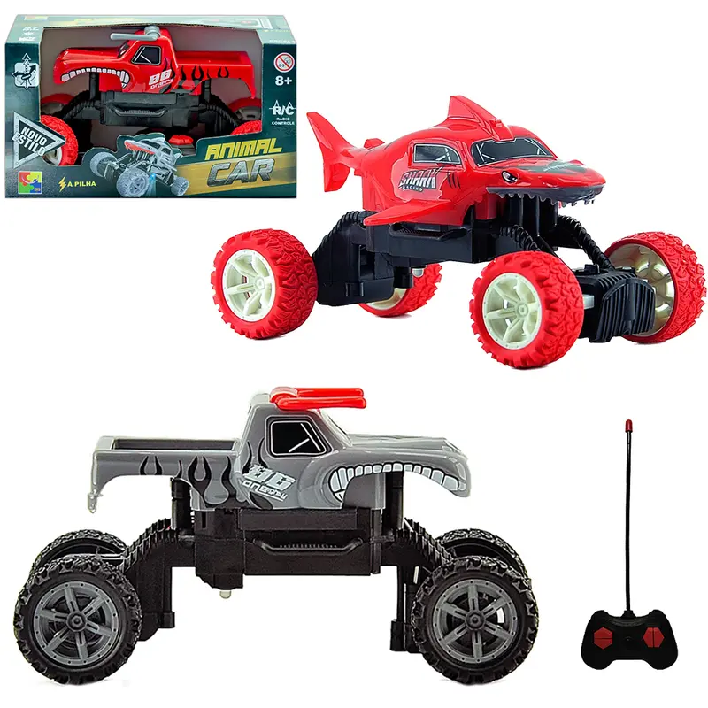 CARRO COM CONTROLE REMOTO SEM FIO ANIMAL CAR 7 FUNCOES COM LUZ A PILHA
