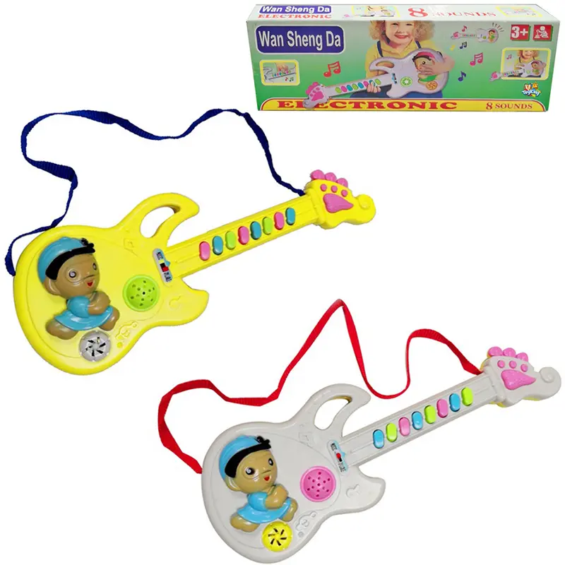 GUITARRA MUSICAL INFANTIL GAROTO A PILHA 30X10,5X2,5CM