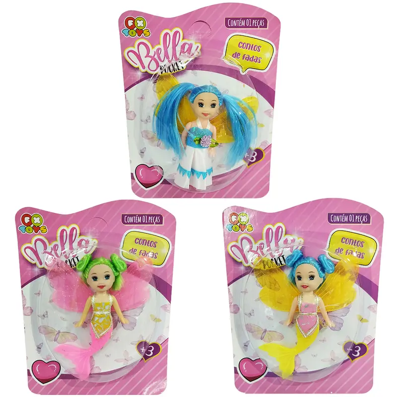 BONECA FADA / SEREIA BELLA POCKET CONTO DE FADAS 10CM