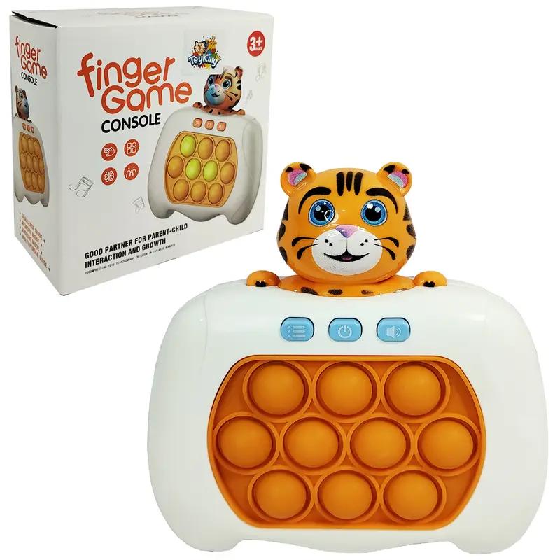 BRINQUEDO FINGER GAME POP IT TIGRE COM SOM E LUZ A PILHA