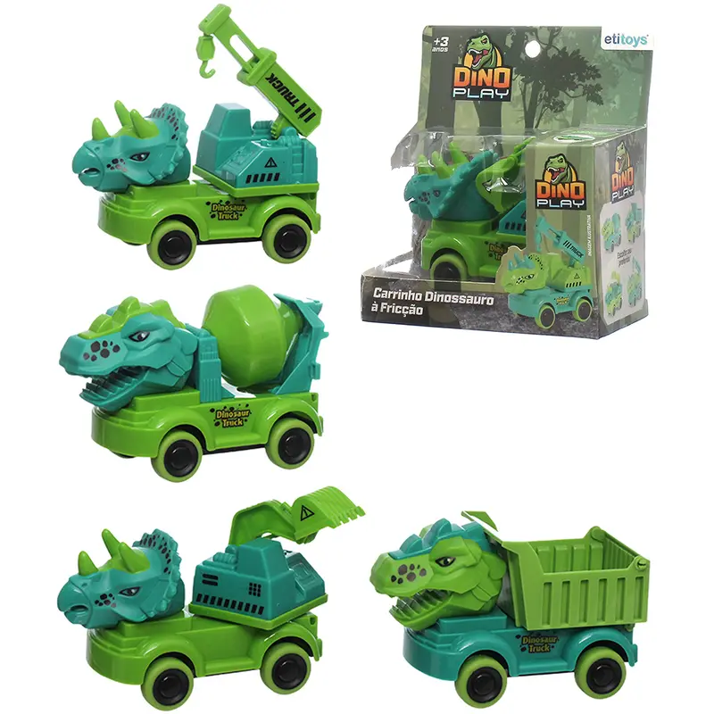 CAMINHAO DINOSSAURO BETONEIRA / CACAMBA BASCULANTE / GUINCHO A FRICCAO PULL BACK DINO PLAY