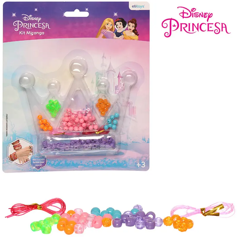 KIT BELEZA/BIJUTERIA INFANTIL PRINCESAS COM 125 MICANGAS
