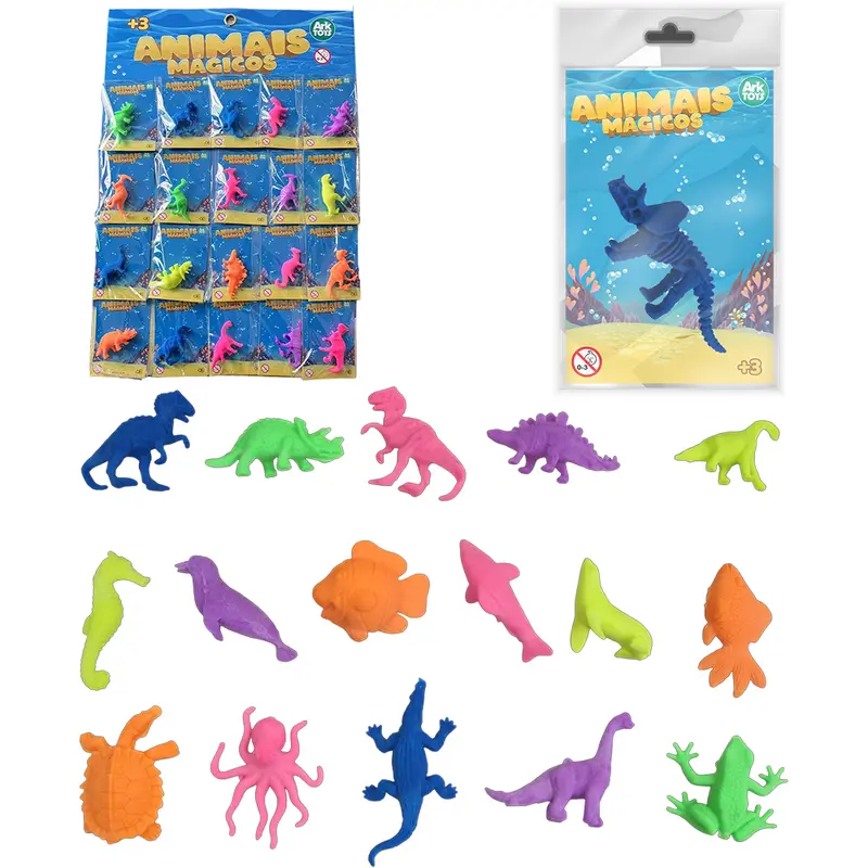 KIT ANIMAL CRESCE NA AGUA ANIMAIS MAGICOS COM 20 PECAS