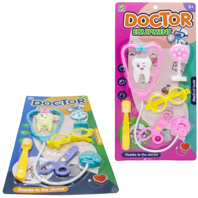 KIT MEDICO INFANTIL DENTISTA COM ESTETOSCOPIO + ACESSORIOS DOCTOR EQUIPMENT 6 PECAS