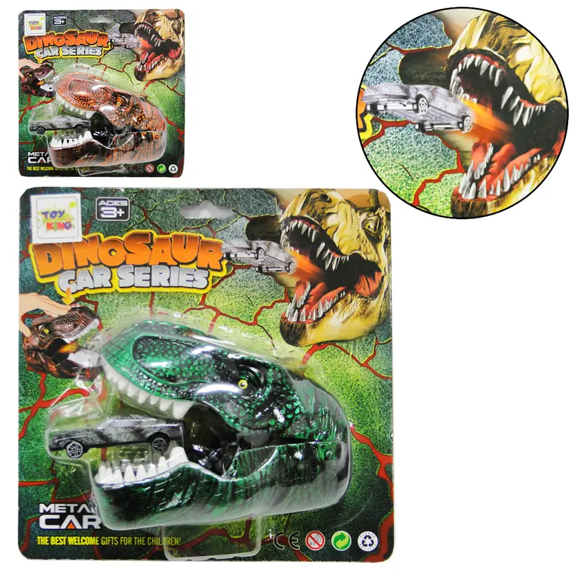 CARRO COM LANCADOR CABECA DE DINOSSAURO DINOSAUR CAR SERIES COLORS NA CARTELA