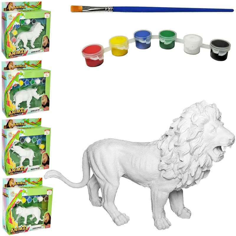 ANIMAL SELVAGEM DE PLASTICO COM 6 TINTAS 4G + PINCEL